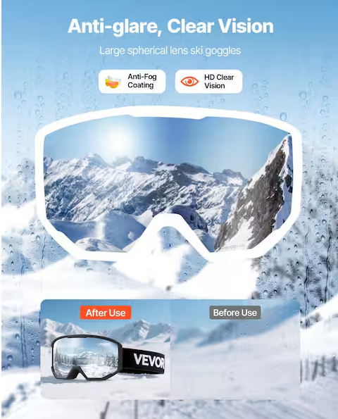 Cylindrical Orange Revo Lens OTG Anti-Fog Snow Goggles