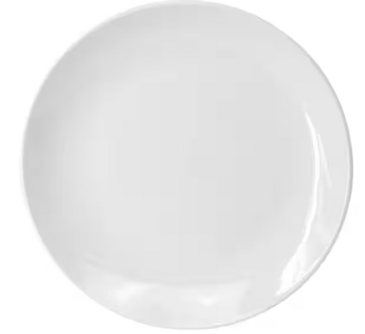 12-Piece Round Porcelain Salad Plate Set in White