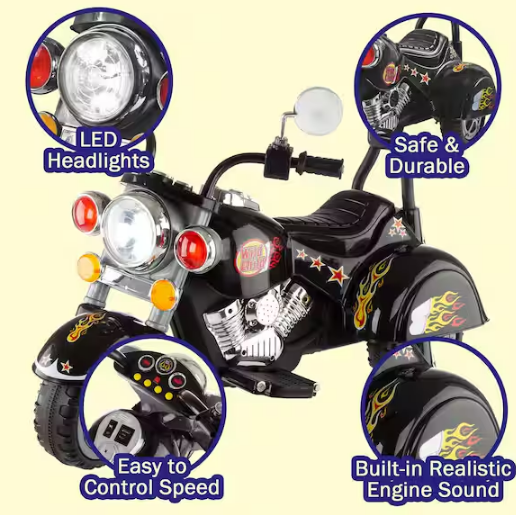 3-Wheel Battery Powered Ride on Toy Motorcycle Chopper