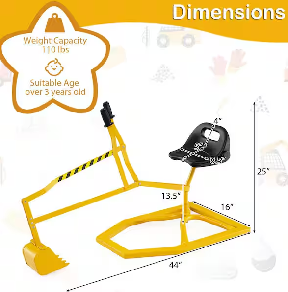 Sand Digger for Kids w/2-Handed Controls