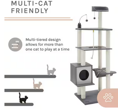 Tyrone 70.5 in. Gray Cat Tree
