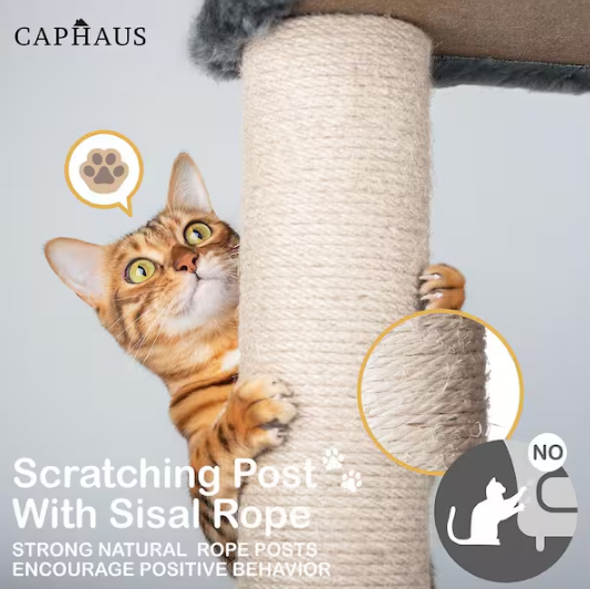 Multi-Level Cat Activity Tree with Scratching Posts, Basket, Cave Condo