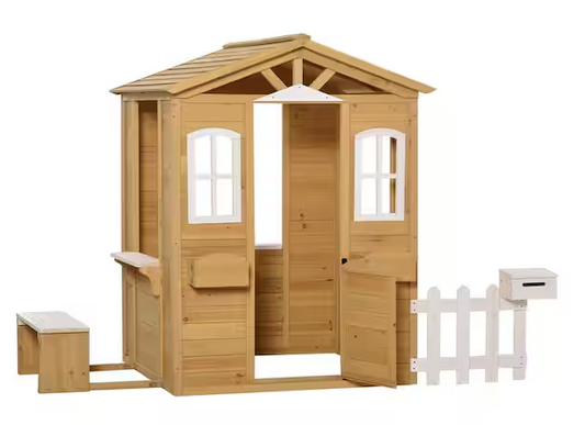 Outdoor Wood Playhouse with Working Doors
