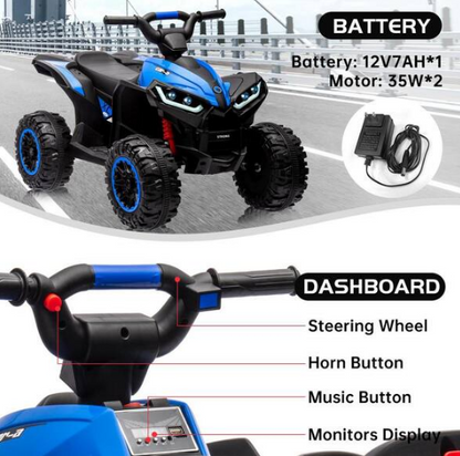 9.5 in. 12V Powered Kids Ride on ATV Car Toy