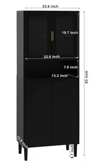 Accent Storage Cabinet with Adjustable Shelves and Glass Door