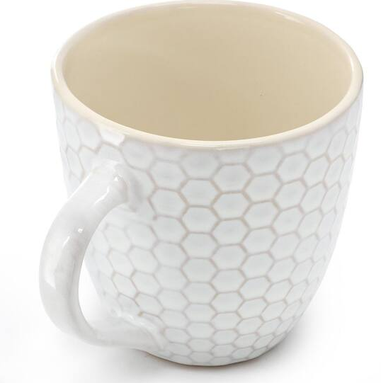 Hex Mesh 6 Piece 15 Ounce Mug Set in White