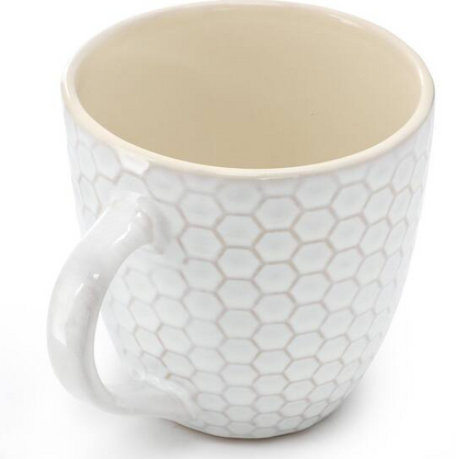 Hex Mesh 6 Piece 15 Ounce Mug Set in White