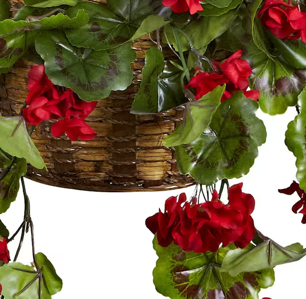 Artificial Geranium Hanging Basket