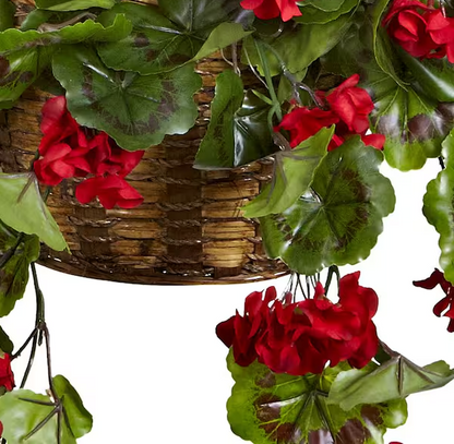 Artificial Geranium Hanging Basket