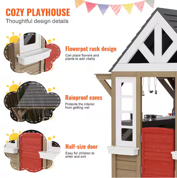 Country-Style Garden Playhouse with Door