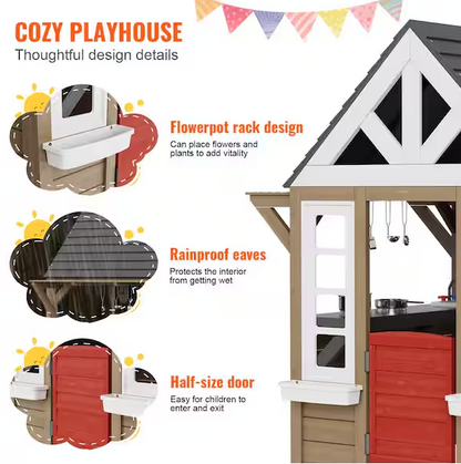 Country-Style Garden Playhouse with Door