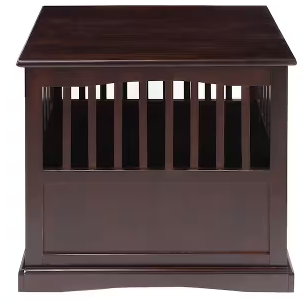 Small Espresso Pet Crate End Table with Gate