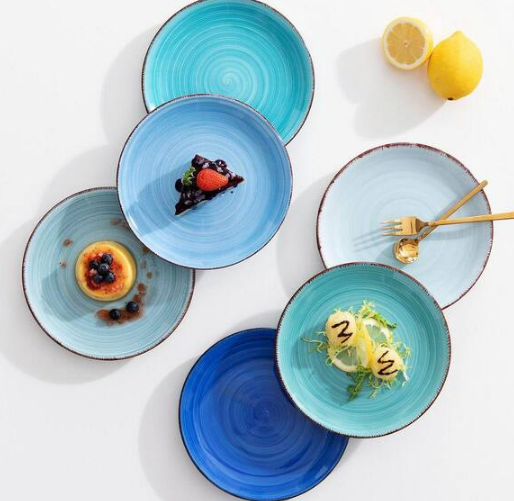Bonita Multi-Blue Stoneware Dessert Plate Set
