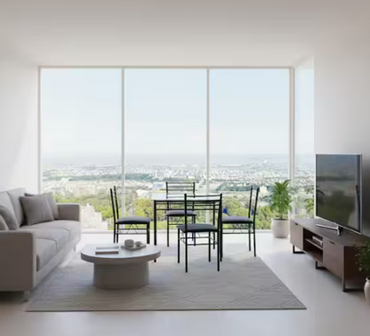 5-PCS Black Dining Table Set, Space-Saving Modern Rectangle Kitchen Table