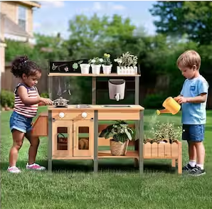Wooden Outdoor Playhouse with Removable Sink