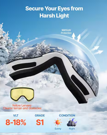 Cylindrical Lens with Pink Revo Coating, Frameless Ski Goggles