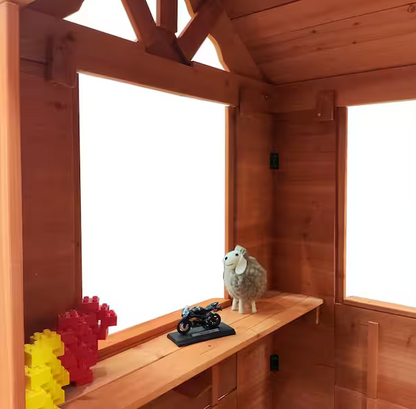 Outdoor Wooden Kids Playhouse with Windows