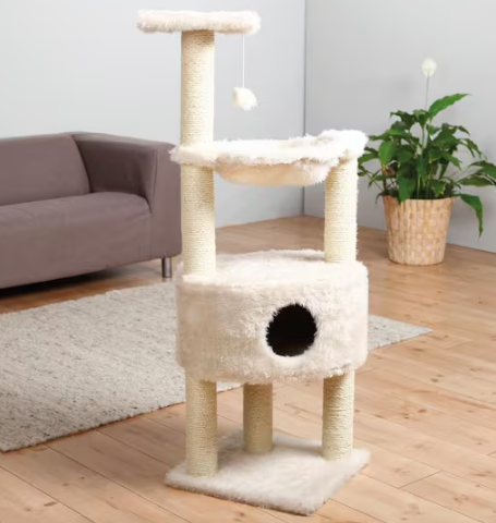 Cream Baza Grande Cat Tower, Scratching Posts