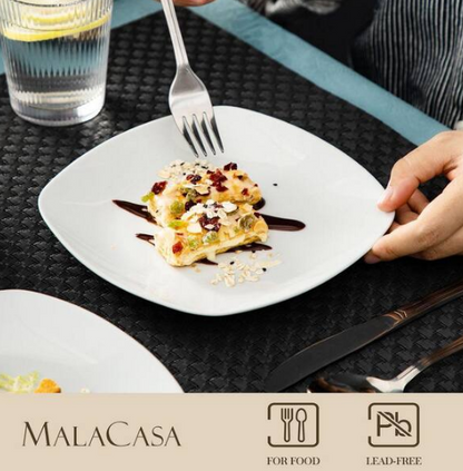 7.5 in. Gray White Porcelain Dessert Plate Set