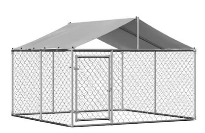 Silver Galvanized Outdoor Heavy-Duty Dog Kennel Dog Pens