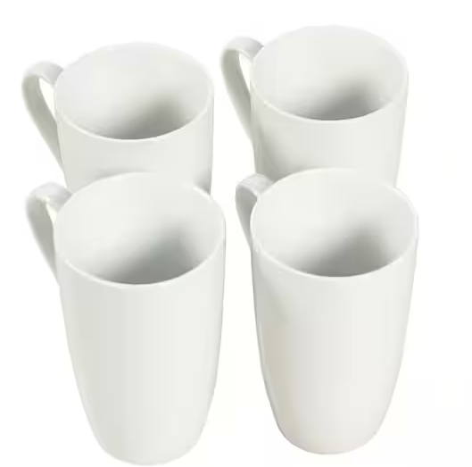 20 fl. oz. White Stoneware Latte Mug (Set of 4)