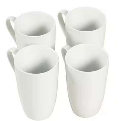 20 fl. oz. White Stoneware Latte Mug (Set of 4)