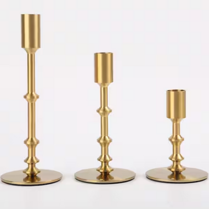 Gold Taper Candle Holders Set of 3