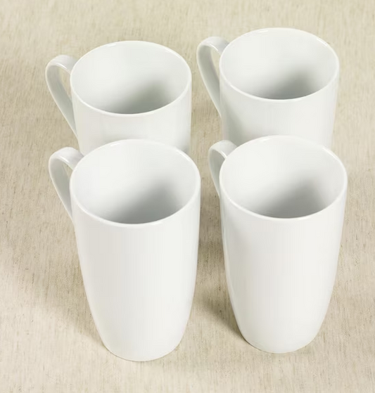 20 fl. oz. White Stoneware Latte Mug (Set of 4)