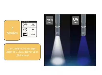 120 Lumens Aluminum Pen Light with UV Function