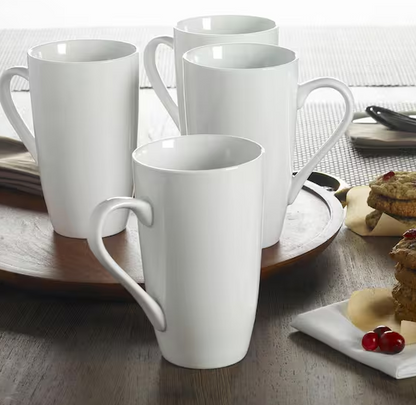 20 fl. oz. White Stoneware Latte Mug (Set of 4)