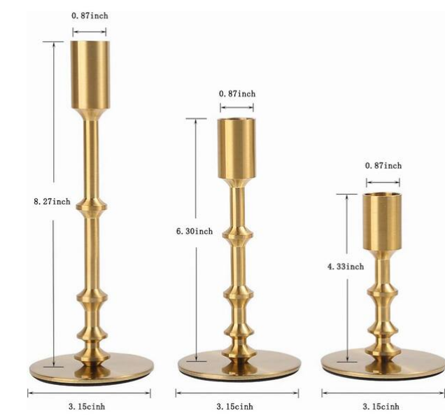 Gold Taper Candle Holders Set of 3