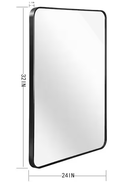 24 in. W x32 in. H Black Rectangle Framed Mirror