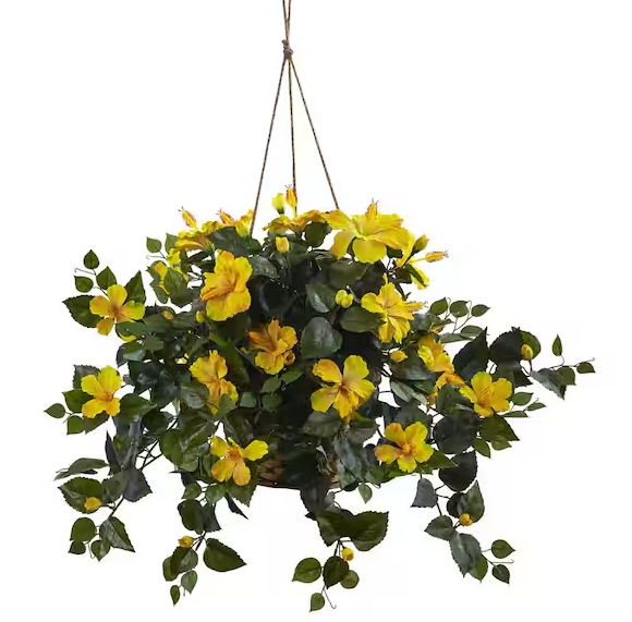 22 in. Artificial Hibiscus Hanging Basket