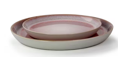 16-Piece Rustic Pink Stoneware Dinnerware Set