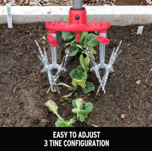 Steel Tines with Red Comfort Grip Garden Disc Cultivator