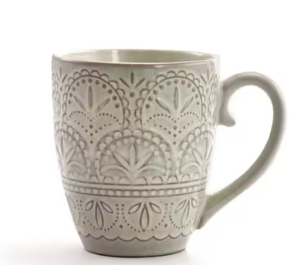 16-Piece Modern White Lace Stoneware Dinnerware Set