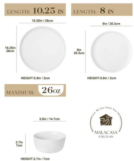 12-Piece White Porcelain Dinnerware Set