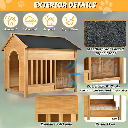 Large Outdoor Dog House with Insulated Liner for Winter