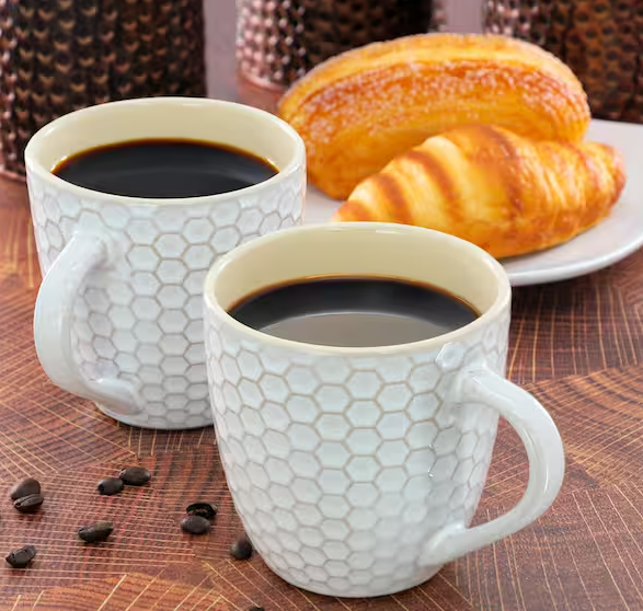 Hex Mesh 6 Piece 15 Ounce Mug Set in White