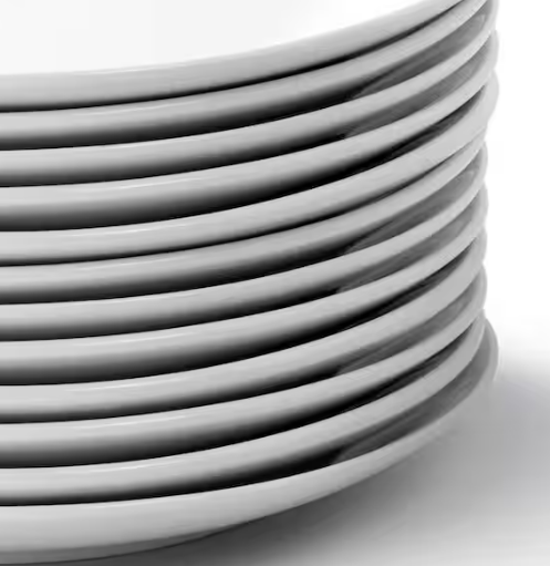 12-Piece Round Porcelain Salad Plate Set in White
