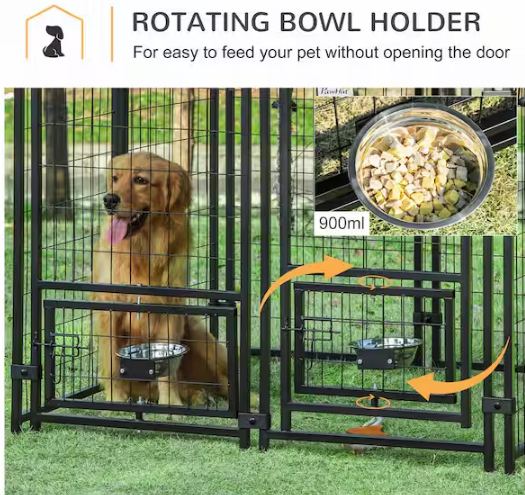 0.0005-Acre Black Steel In-Ground Dog Fence Dog Kennel House