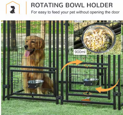 0.0005-Acre Black Steel In-Ground Dog Fence Dog Kennel House