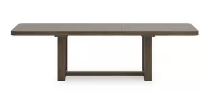 Transitional Brown Wood 46 in. Trestle Extendable Dining Table