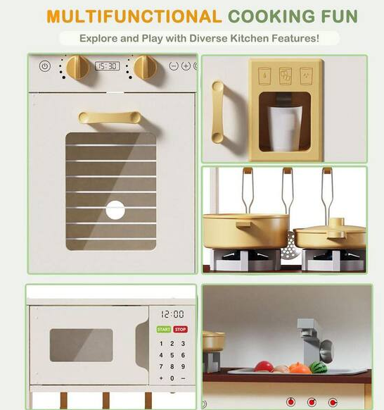 Kids Wooden Play Kitchen Set for Toddlers
