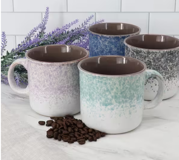 4 Piece 19 Ounce Stoneware Straight Shape Beverage Mug Set
