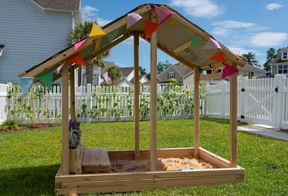 Outdoor Wooden Sandbox Playhouse