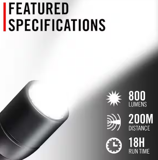 HX6R 800 Lumens LED Rechargeable Flashlight