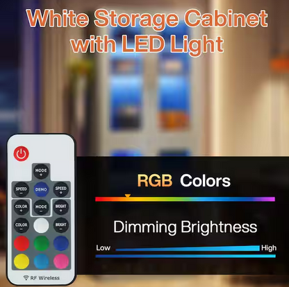 24.8 in. W Display Cabinet with Doors and LED Lights