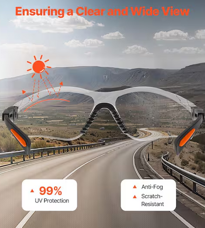Anti-Fog and Scratch-Resistant Clear Lens Safety Goggles