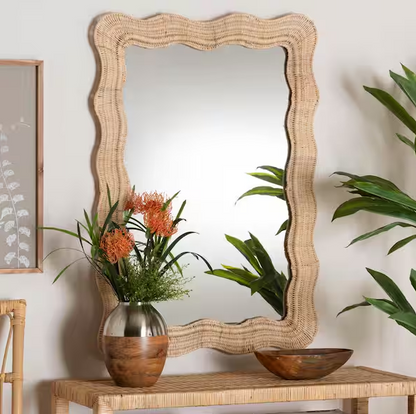 Hasana 27.6 in. W x 39.4 in. H Rattan Mirror